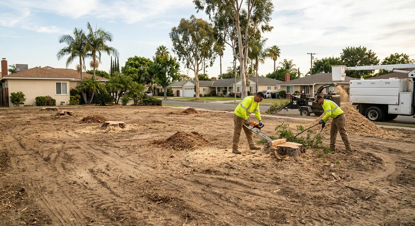 Wide view of cleared residential lot in Torrance ready for future grading