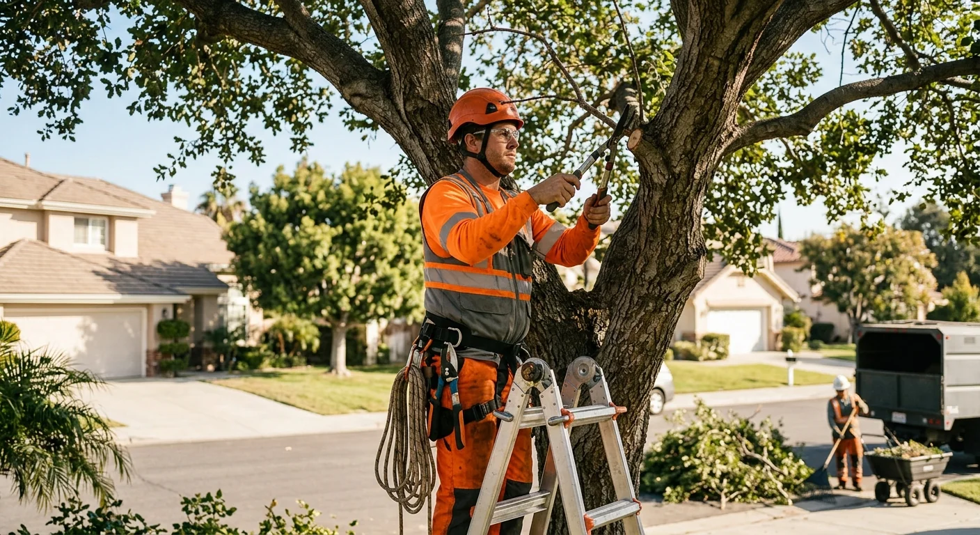 Experienced tree care crew pruning a mature canopy on a Torrance residential property